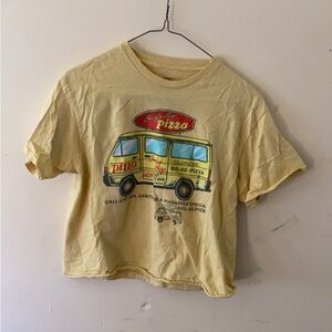 Yellow Kids Pizza Graphic T-Shirt
